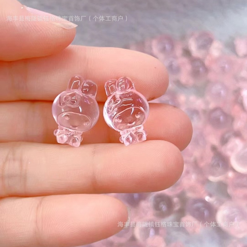 天然ローズクォーツメロディービーズ diy ネックレスブレスレットペンダント漫画かわいい甘いクリスタルアクセサリー卸売|undefined