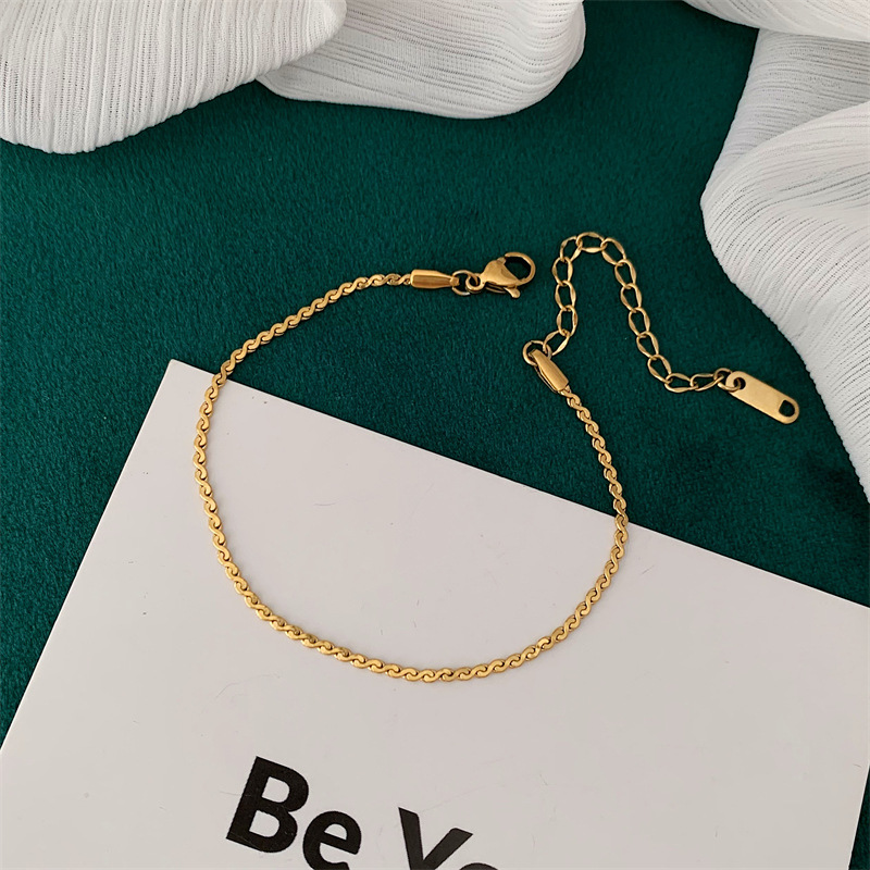 Solid Color Pattern Ins Style Solid Color Titanium Steel Bracelets Necklace