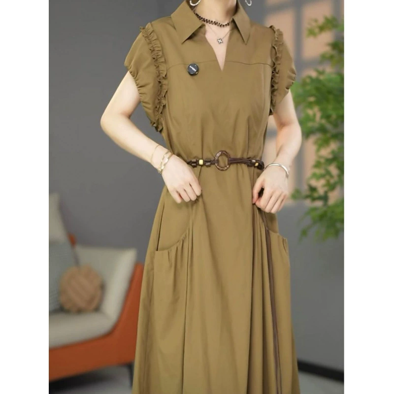 Элегантное летнее платье из высококачественного тенсела,  утончающее талию,  с эффектом омоложения,  коллекция 2025 года.