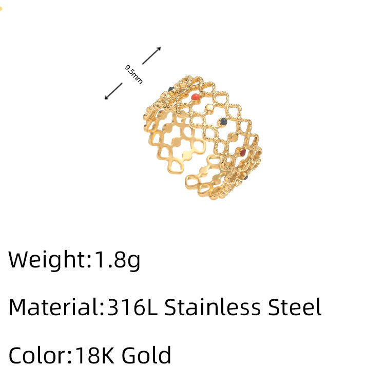 1g Weight 18K Gold Plated Plating Material Open Rings Classification Adjustable Ring Size 1 Piece Quantity Casual, Daily Occasion 316L Stainless Steel Material Geometric Pattern Women's Gender French Style Style Waterproof Non Tarnish, Surgical Steel, Enamel, Plating Craft Gold, Silver Color 1 Piece Geometric 18K Gold Plated 316L Stainless Steel  Gold Silver French Style Open Rings For Women's 12