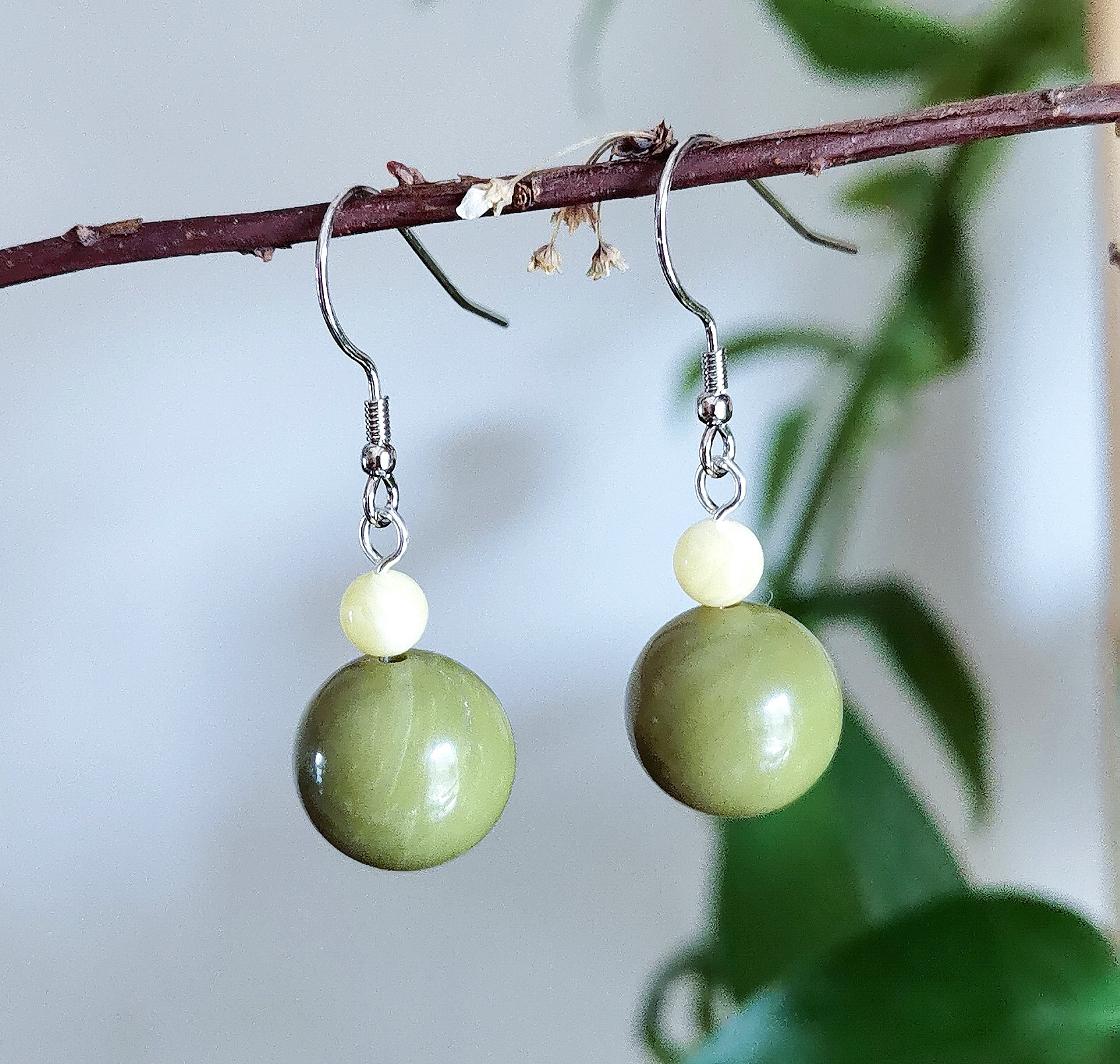 천연 알라 산 옥 귀걸이 아가로 밀랍 라운드 구슬 귀걸이 빈티지 예술적 틈새 순수한 실버 귀 고리