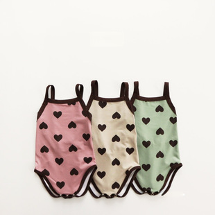 Korean-style Newborn Swimsuit ins Summer Baby Girl Cute Love Sling One-piece Triangle Swimsuit with Hat