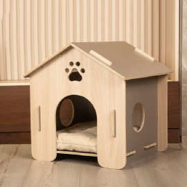 简约木质宠物窝猫屋狗屋一体两用家用室内宠物房易清洁宠物用品