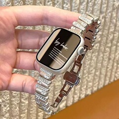 アップルapplewatch10バンドの不規則なドリル金属高級9876se世代の細い女性のブレスレットを適用します