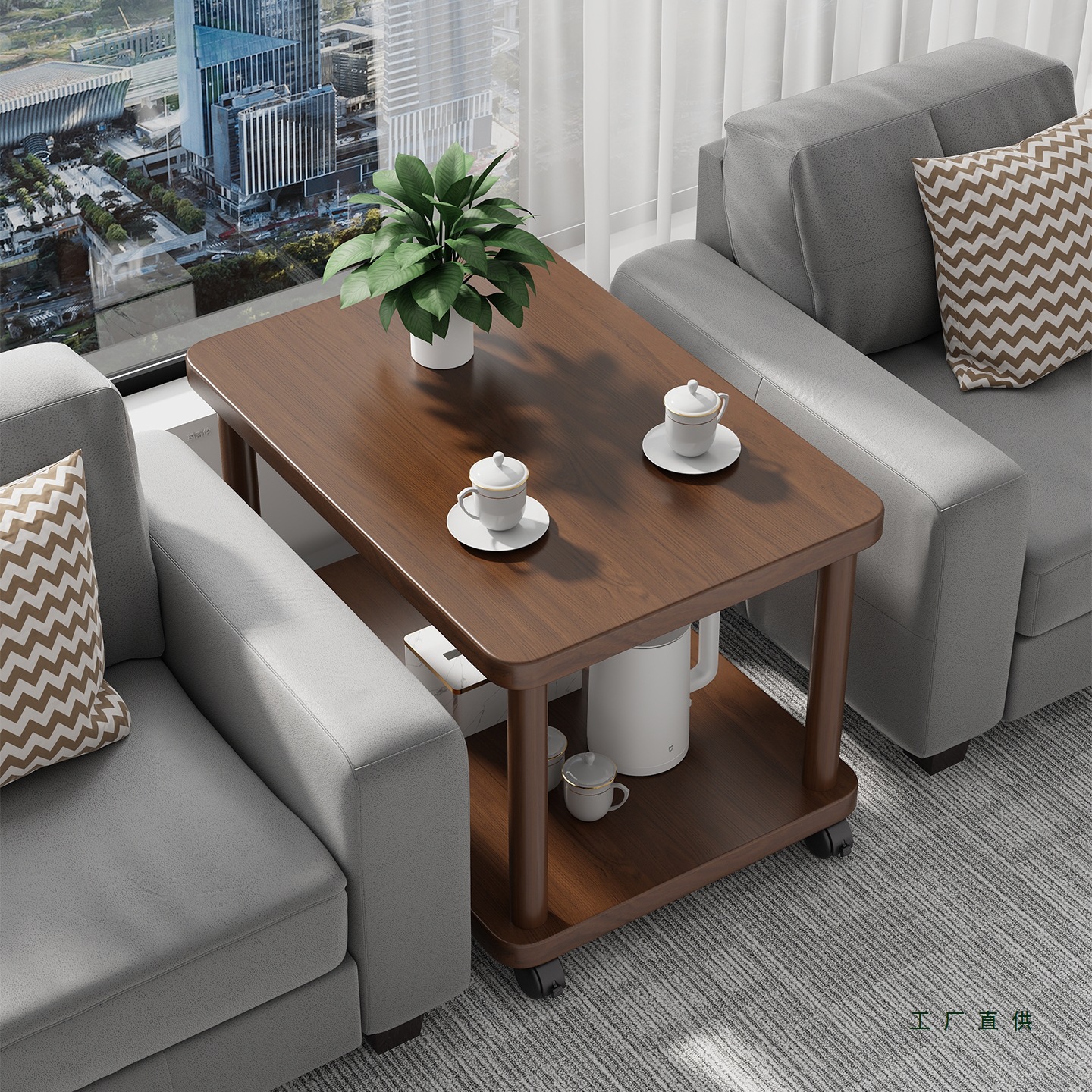 Small Coffee Table in the Middle of the Sofa, Light Luxury and High-End Side Table, Office Movable Tea Table, Side Table, Reception Room Side Cabinet Table