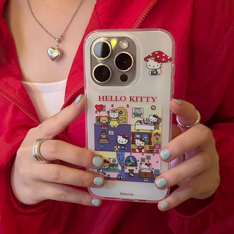 Cute Hello Kitty! Double-Layer Printed Design Mobile Phone Case Suitable for Iphone16Promax All-Inclusive