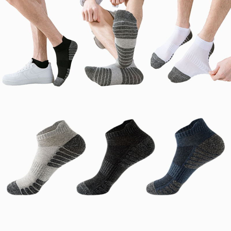 Men's Cotton Socks, Ankle Socks, Spring and Autumn Mesh Breathable Sweat-Absorbent Short Socks, Ankle Protection Low-Cut Socks, Zhuji Socks