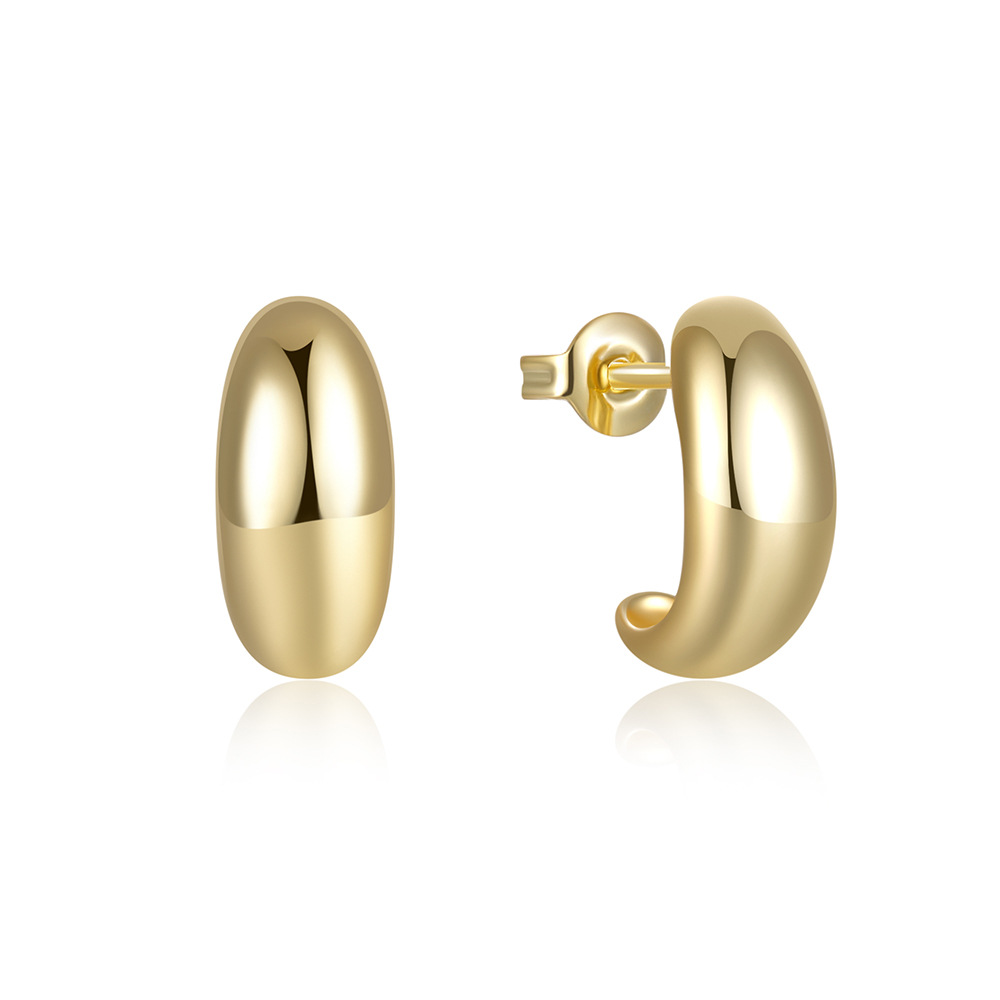 1 Paire Style Simple Couleur Unie Placage Argent Sterling Boucles D'oreilles display picture 9