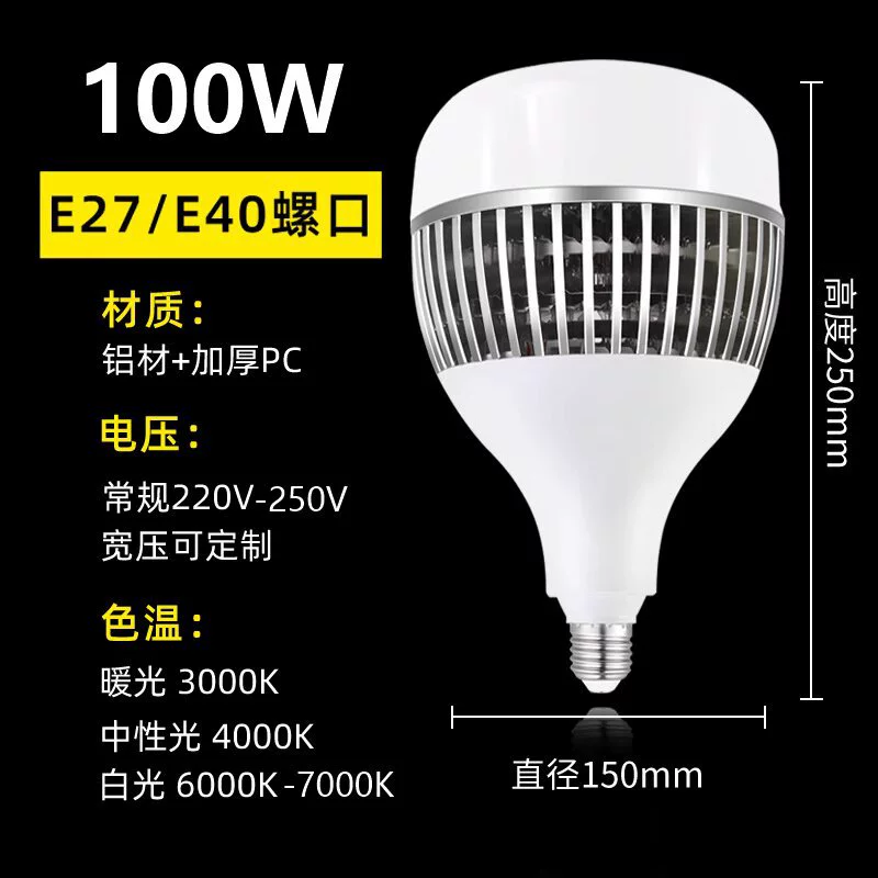 LED industrial miner's lamp, bulb, with screw socket, high power