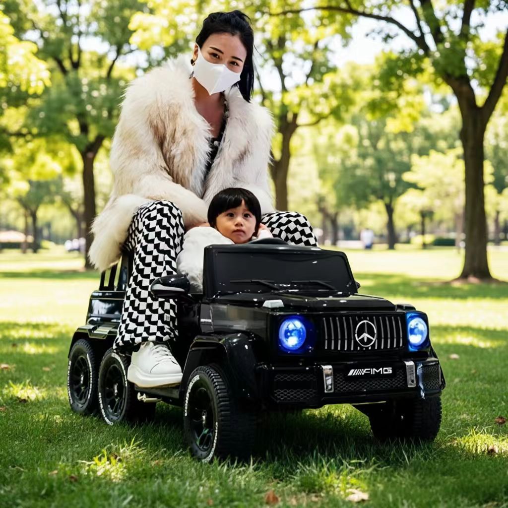 Children's electric car, six-wheeled, remote-controlled, rechargeable, self-driving, six-wheel drive, toy car for boys and girls.