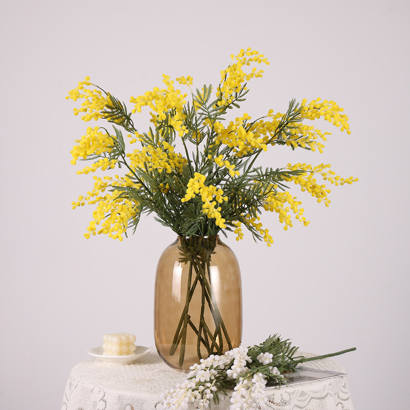 Single branch 3 fork hair planting king cherry blossom simulation new velvet king flower living room home decoration indoor dining table tea table hair planting flower