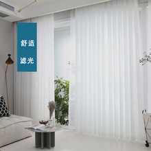 现代简约透光不透人真丝绸柔软亲肤窗纱 雪纺纱窗帘配纱 阳台飘窗