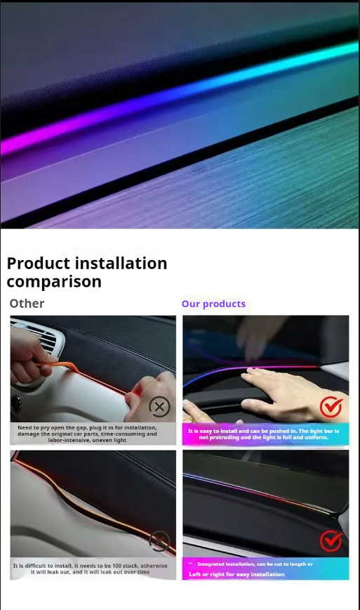 New Car Atmosphere Light USB Instrument Panel Wrap-Around through Led Windshield Silicone Light Streamer Atmosphere Light