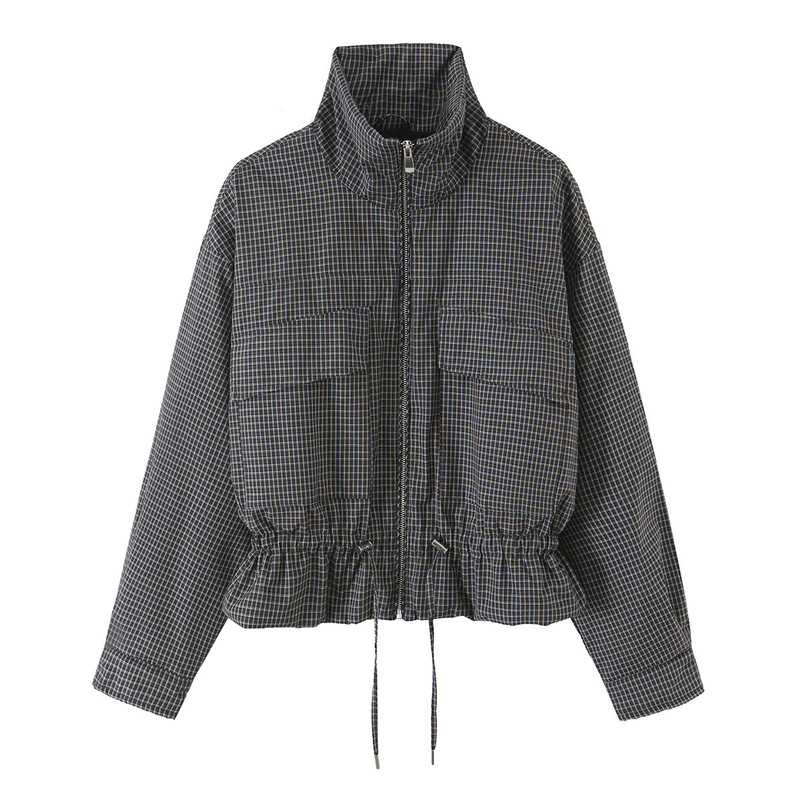 TAOP&ZA Fall 2026 New Women's Casual Plaid Drawstring Decorated Stand Collar Long Sleeve Jacket 6318267 TAOP&ZA Fall 2026 New Women's Casual Plaid Drawstring Decorated Stand Collar Long Sleeve Jacket 6318267