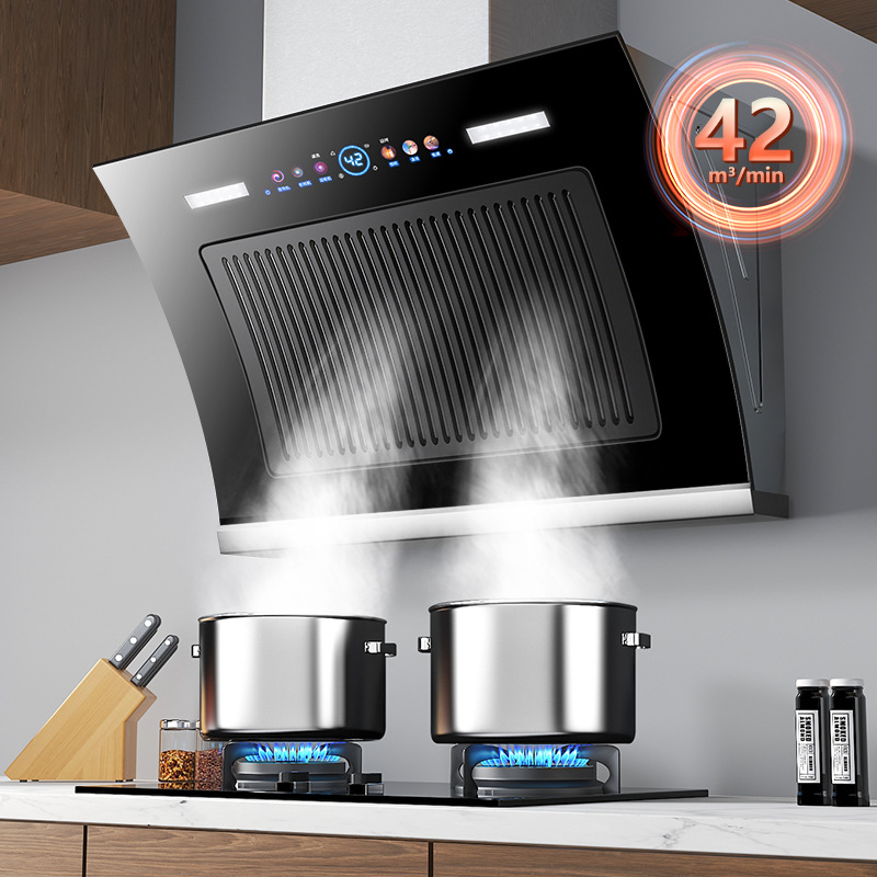 Side suction dual-motor range hood household kitchen large suction intelligent suction machine small rural range hood