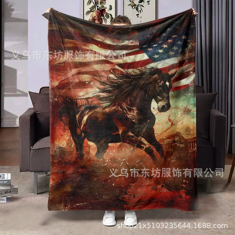 Ретро баннер креативная индивидуальность бегущая лошадь теплая и удобное одеяло необходимо для появления дома
