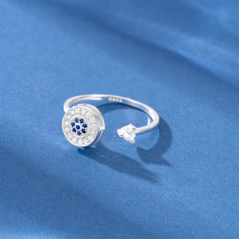 2g Weight Zircon Inlay Material Anxiety Ring, Open Rings Classification Adjustable Ring Size 1 Piece Quantity Daily Occasion 925 Sterling Silver Material Sun, Moon Pattern All Seasons Season Women's Gender Plating, Inlay Design Sweet, Shiny Style 925 Sterling Silver Zircon Sun Moon Open Rings Anxiety Ring 925 Sterling Silver Rings 13