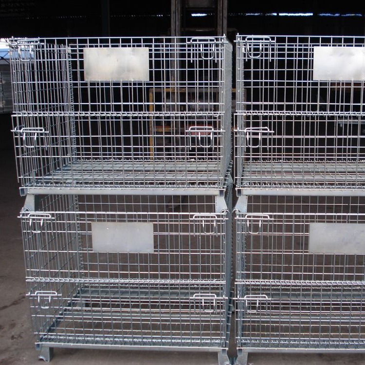 金属仓储笼 金属铁笼 蝴蝶笼 美固笼 可折叠 堆垛 表面镀锌