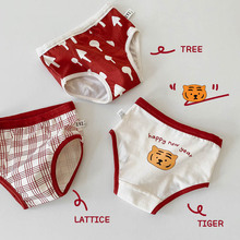 N066儿童内裤批发春季虎虎新年红色波点宝宝内裤纯棉男女童内裤