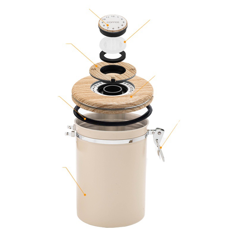 El té secó el tanque de almacenamiento del polvo del café del tanque sellado con la fecha 1.8L del grano de café de la cuchara selló el acero inoxidable 304 del tanque