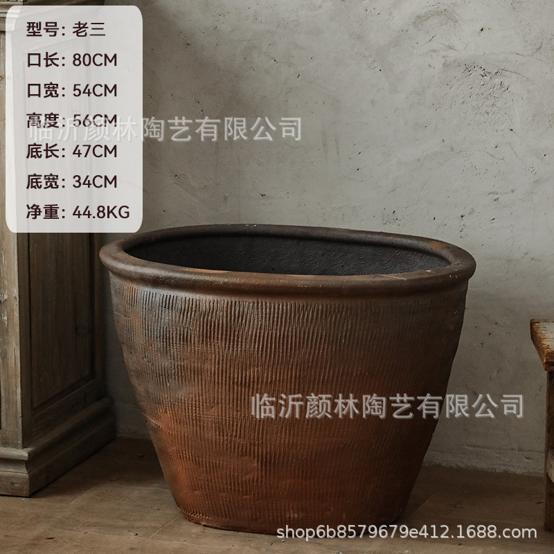 Cerámica de boca elíptica gran boca cerámica gruesa boca en forma especial árboles de maceta de flores paisajismo gran maceta de árboles residenciales