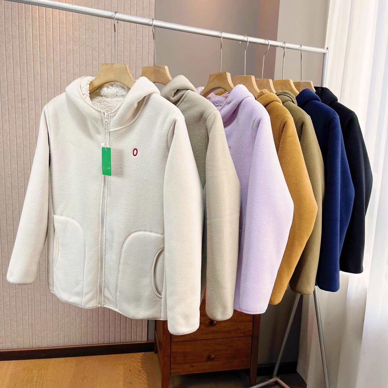 进店牛货！秋冬轻便双面摇粒绒羊羔毛加厚保暖连帽棉衣情侣款外套