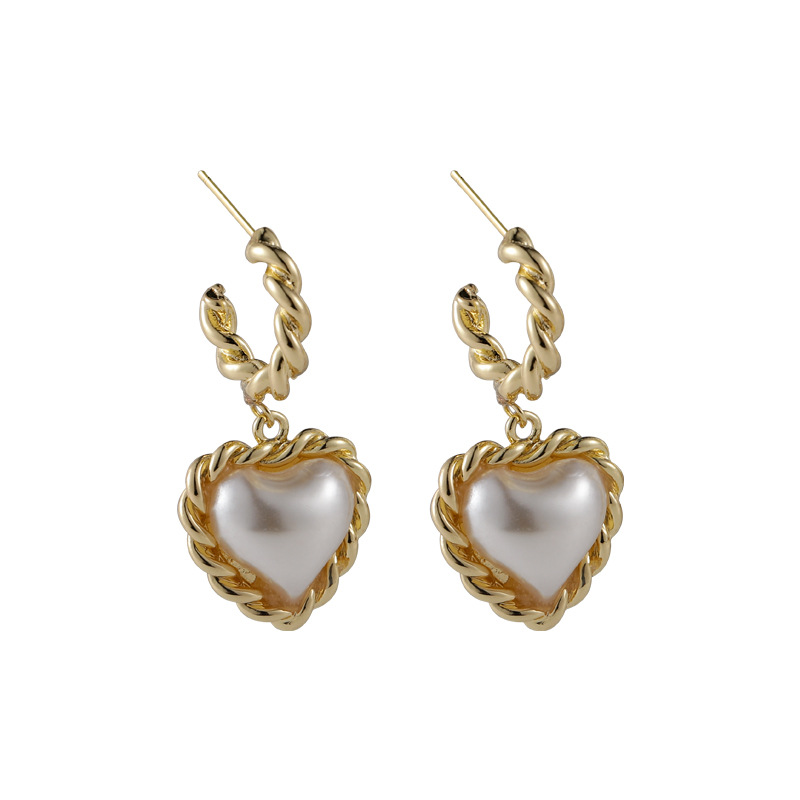 Boucles D&#39;oreilles En Alliage De Perles En Forme De Coeur En Gros display picture 30