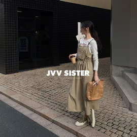 JVV十三行2026秋季新款韩系休闲风长裙显瘦百搭连体背带裙女91062