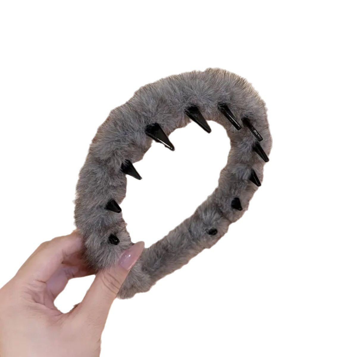 2024 nuevo otoño y invierno engrosado peludo ondulado peludo de textura suelta abrazadera de cabello sensación de alta moda extranjera cabeza