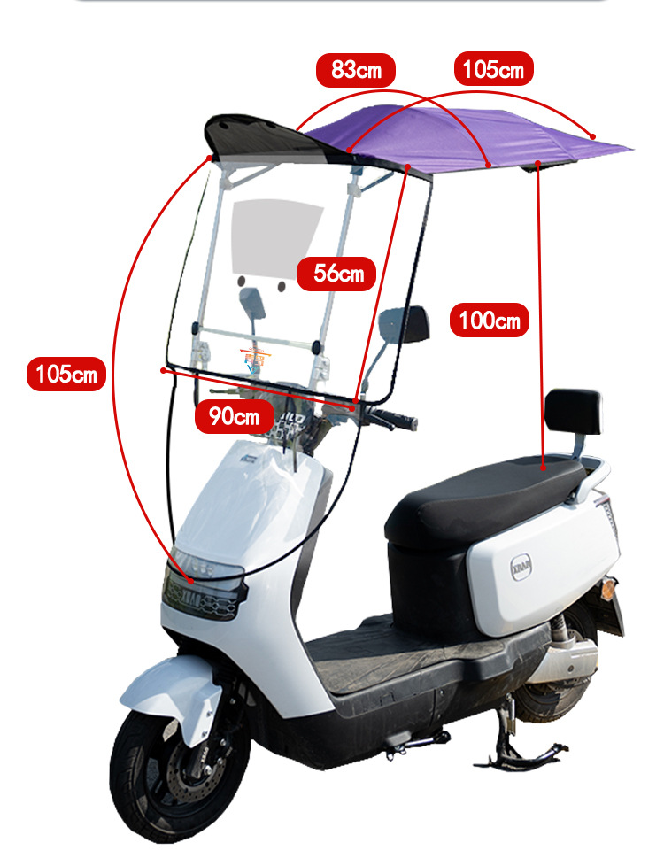 Telescopic Electric Vehicle Canopy, Quick Release, Foldable Storage, Quick Installation, Windproof, Rainproof and Sunproof Battery Vehicle Canopy