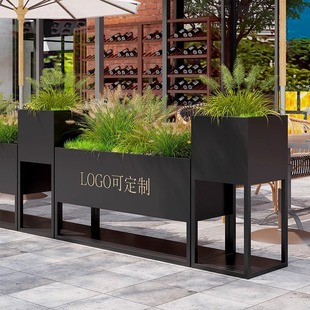 Outdoor wrought iron flower box combination milk tea shop outside the fence partition flower rack rectangular flower trough