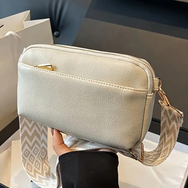 跨境实用2025新款女包宽肩带时尚简约通勤休闲单肩斜挎迷你小方包