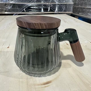 加厚胡桃木玻璃泡茶杯内胆过滤茶水分离家用办公三件杯烟灰轻奢杯