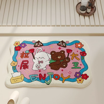 Foot Mat Bedroom Bedside Blanket — Avtomobil döşəmə paspasları - bear-and-rabbit-are-good-friends-4060cm-imitation-cashmere-dot-plastic-bottom