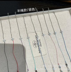 極細夏手織りカラーロープ S925 スターリングシルバー 3 ポイントモアッサナイトダイヤモンド四つ葉のクローバースターリングシルバーブレスレットシンプル