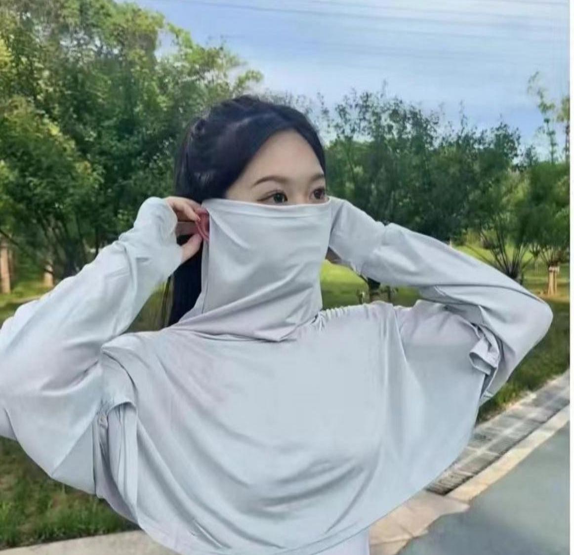 パンパン雅風日焼け止め服女子ショート夏自転車紫外線防止首保護マスク日焼け止めストール一体潮