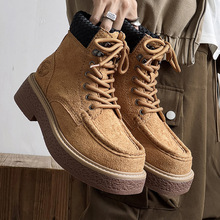 秋冬新款机车靴反绒皮鞋面登山复古男鞋高帮时尚百搭马丁靴潮靴