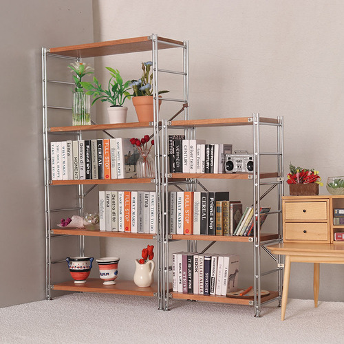 Miniature food toy model wrought iron storage rack bookshelf storage rack desk mini model 12 points dollhouse