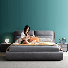 輕奢風格家具布床網紅床雙人床床科技大床現代方形麻床簡約主卧