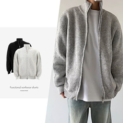 【CSMY】WEERE秋冬新品針織拉鏈外套慵懶寬鬆休閒高領毛衣開衫男