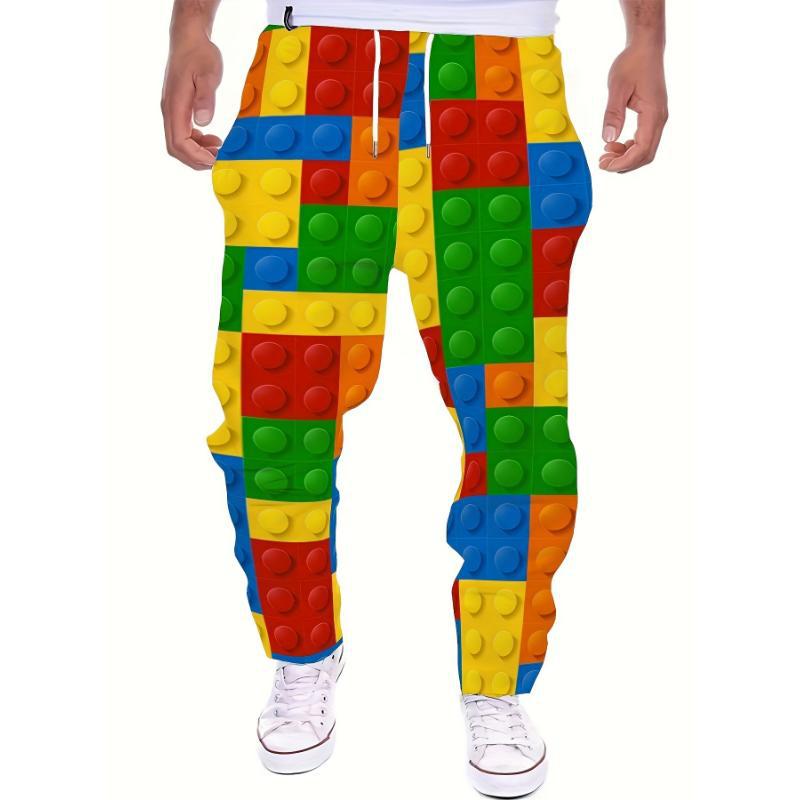 Colorful Men 's Jogger Pants with Drawstring Casual Trousers