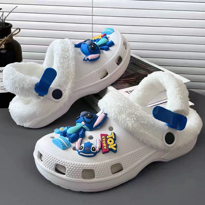 Men's Fleece-Lined Clogs, Soft-Soled Garden Shoes, Trendy Versatile Slippers, Men's Closed-Toe Warm Thickened Beach Shoes