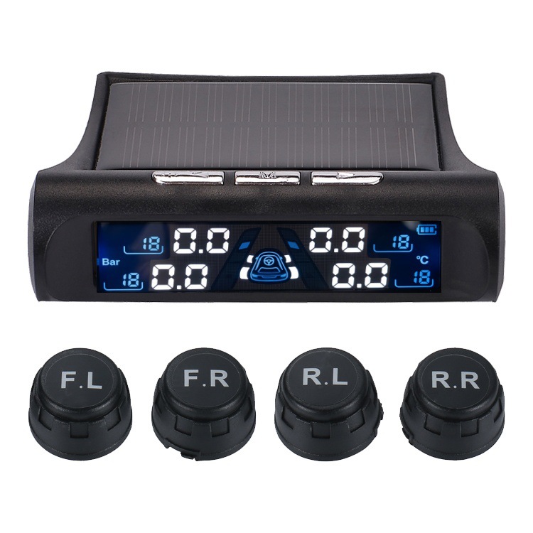 Car Tire Pressure Monitor, Four-Wheel Tire Pressure Detection, Wireless In-Car Tpms to Detect Tire Pressure