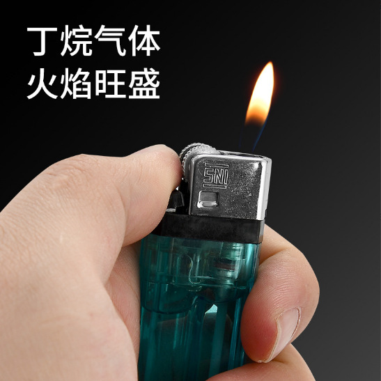 Encendedor desechable transparente de llama fuerte, ajustable y engrosado, seguridad mejorada, 63 mm