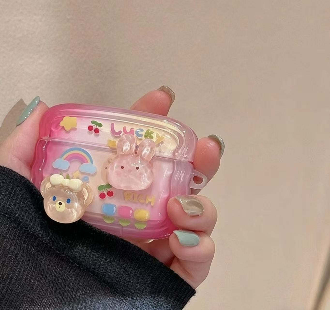 Casa de conejo con polvo para Apple AirPods 1 / 2 generación cubierta de auriculares pro2 silicona 3 suave 4 generación cubierta protectora