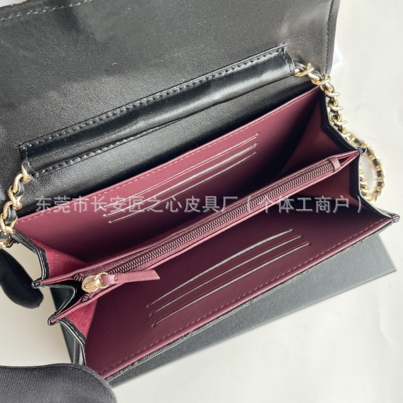 真皮小香钱包卡包大容量手拿包斜挎小包cf羊皮菱格牛皮鱼子酱女士|undefined