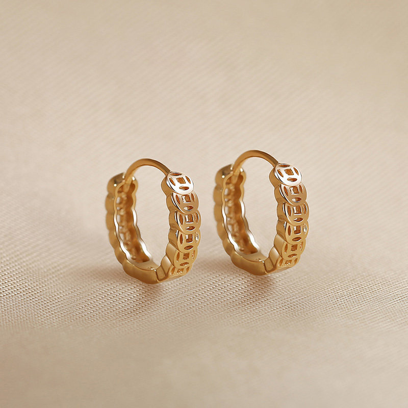 S999 Sterling Silver Lucky Coin Earrings Women