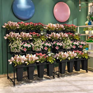 Flower Shop Display Rack Awakening Flower Bucket Shelf Flower Rack Iron Multi-Layer Flower Tube Shelf Stall Selling Wedding Display Shelf Cross Border