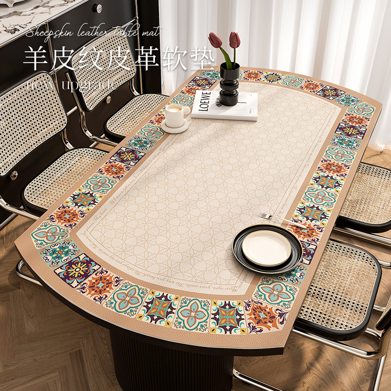 American Retro High-End Oval Tablecloth Foldable Retractable Waterproof, Oil-Proof, Anti-Scalding, No-Wash Coffee Table Dining Table Mat