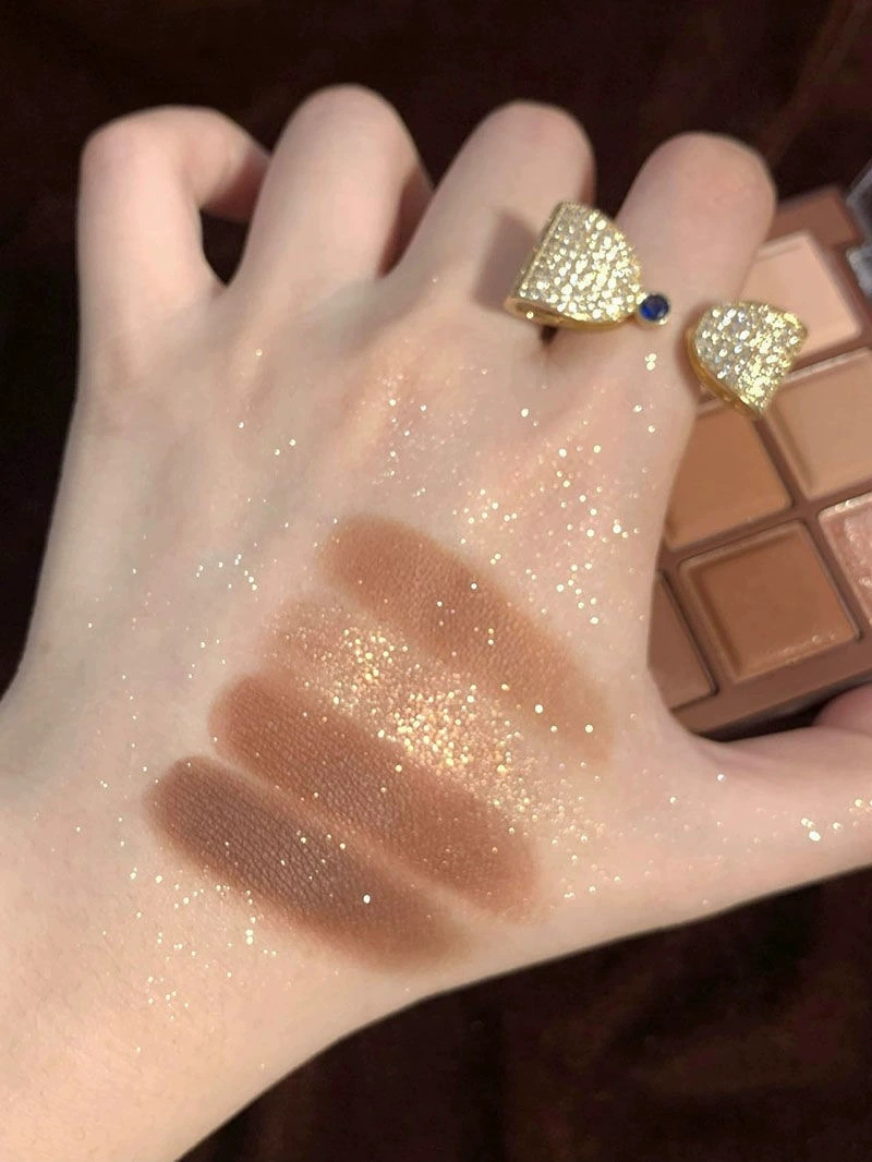 Красивые девять цветные шоколадные тени с парчовой матовой крупной sequins, изящный внешний вид лежащий шелкопряд новичок